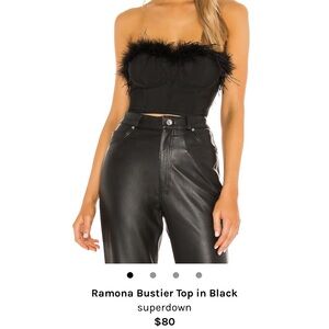 Super down faux fur strapless crop top